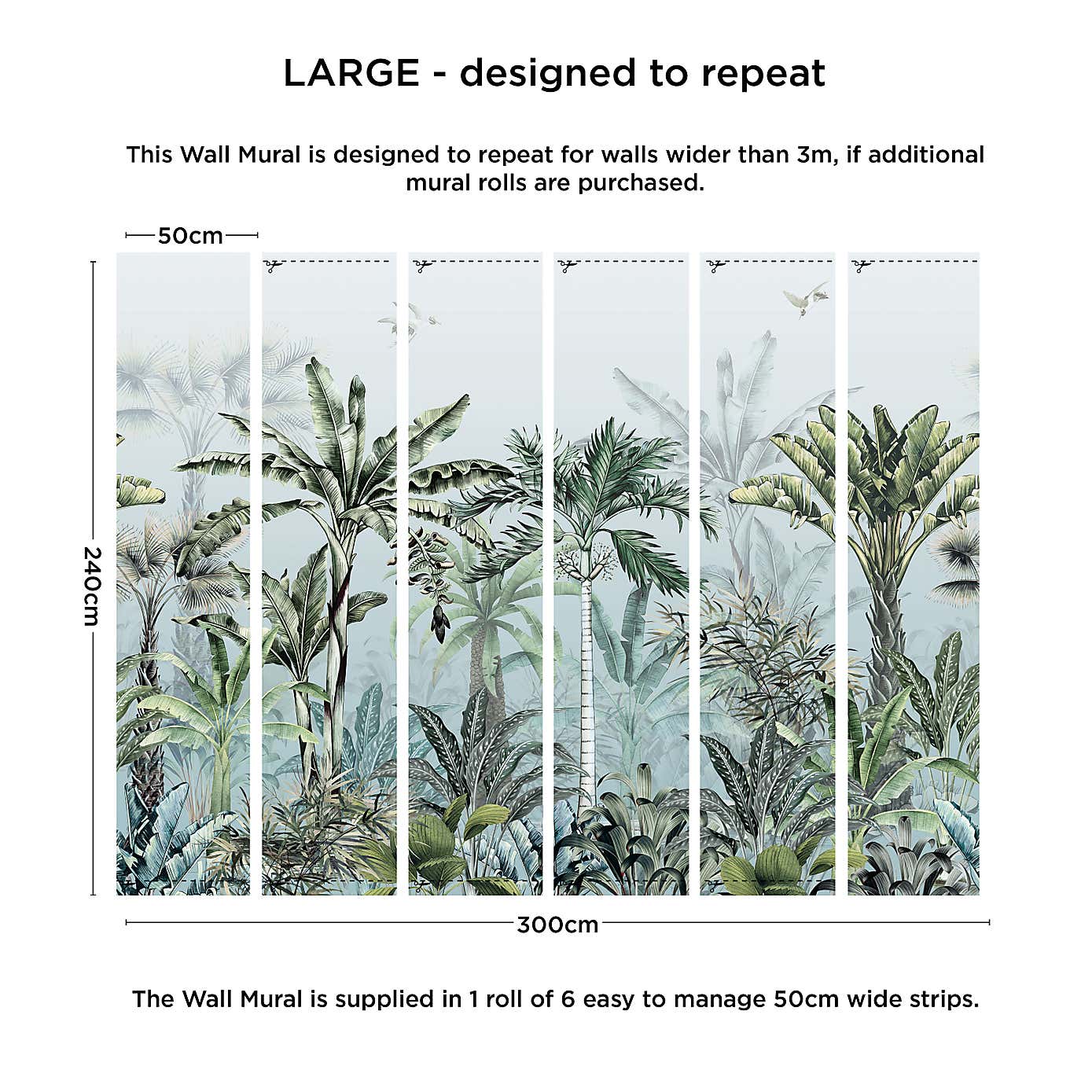 Tropical Oasis Sage Green Mural