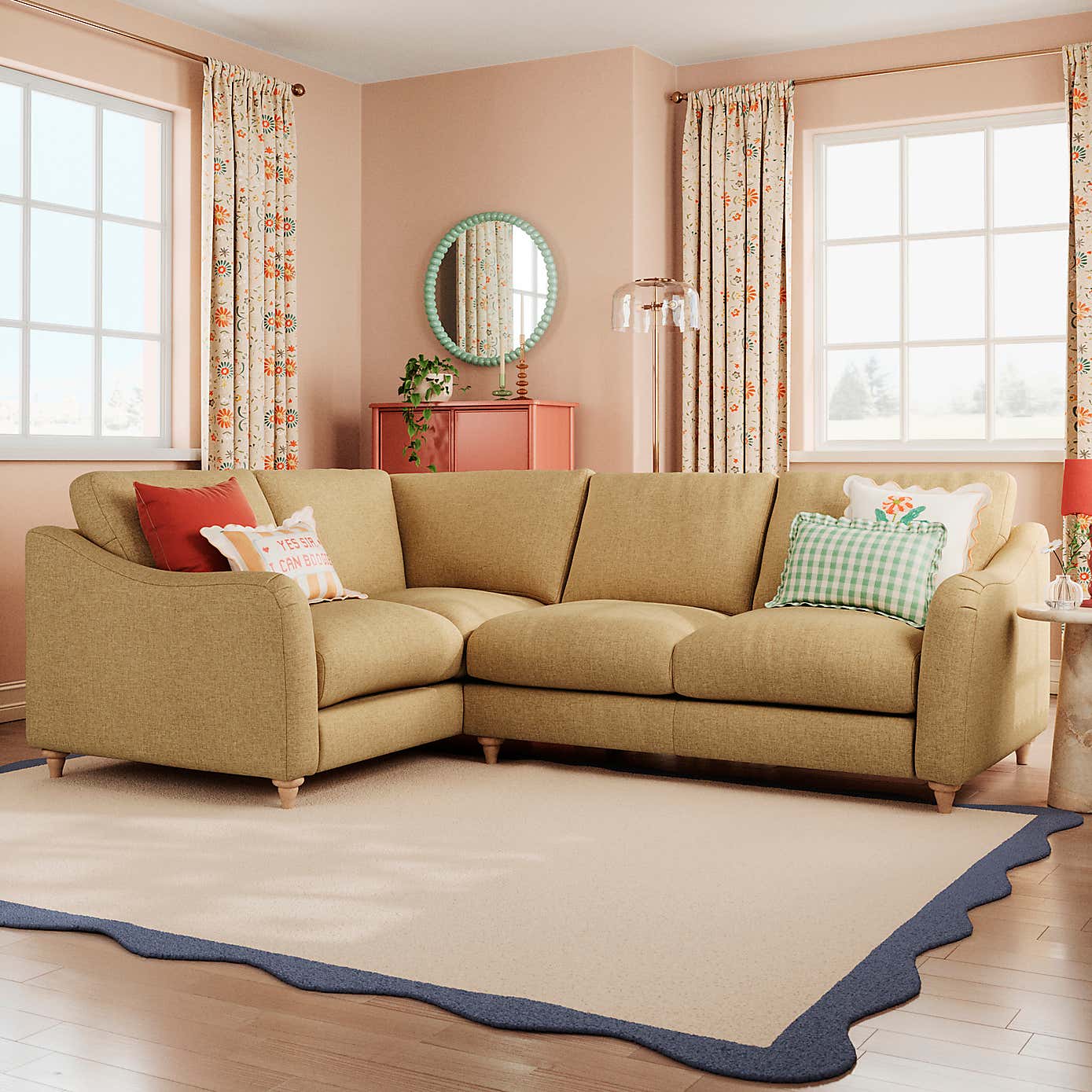 Hattie Slub Faux Linen Corner Sofa