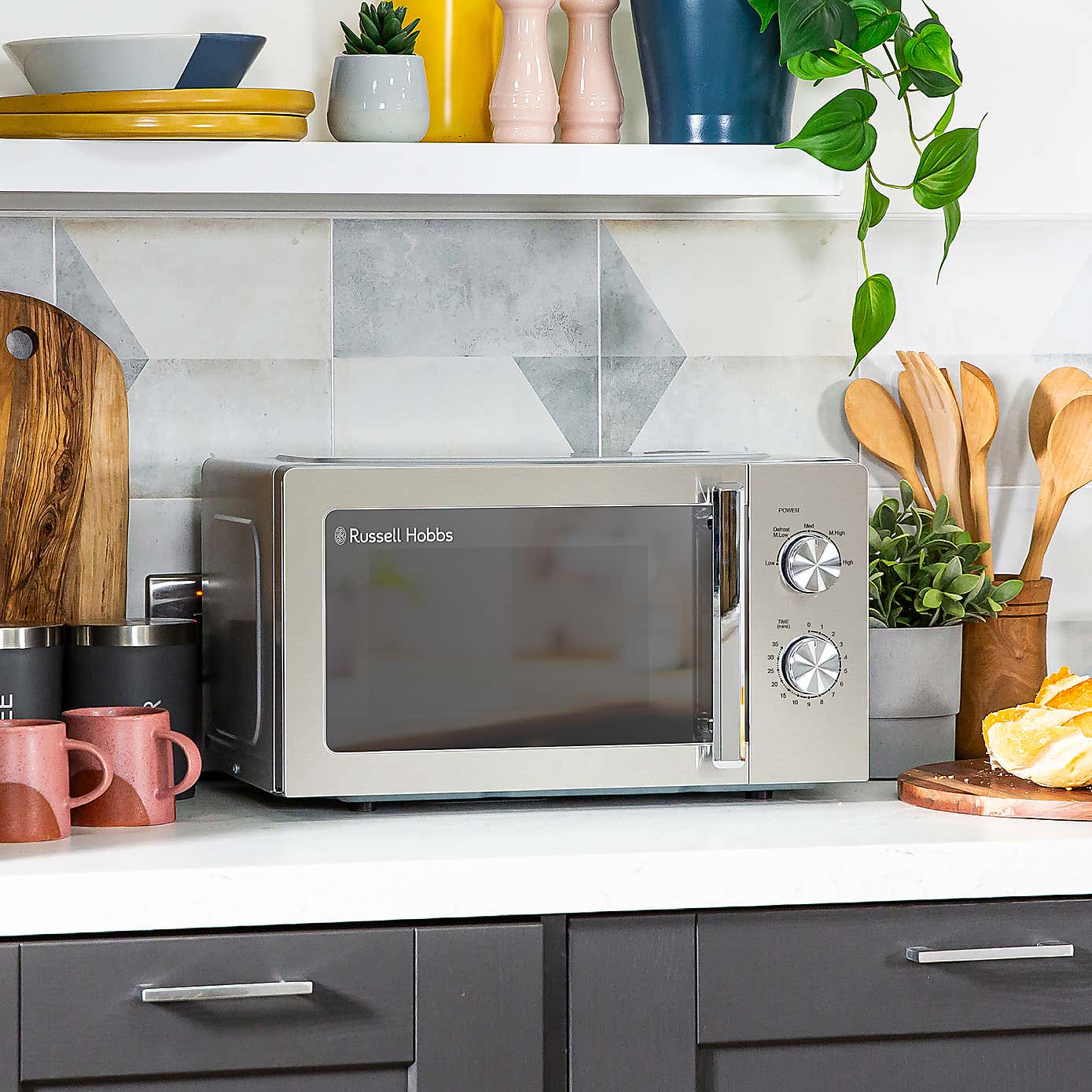 Russell Hobbs Compact 20L Stainless Steel Manual Microwave