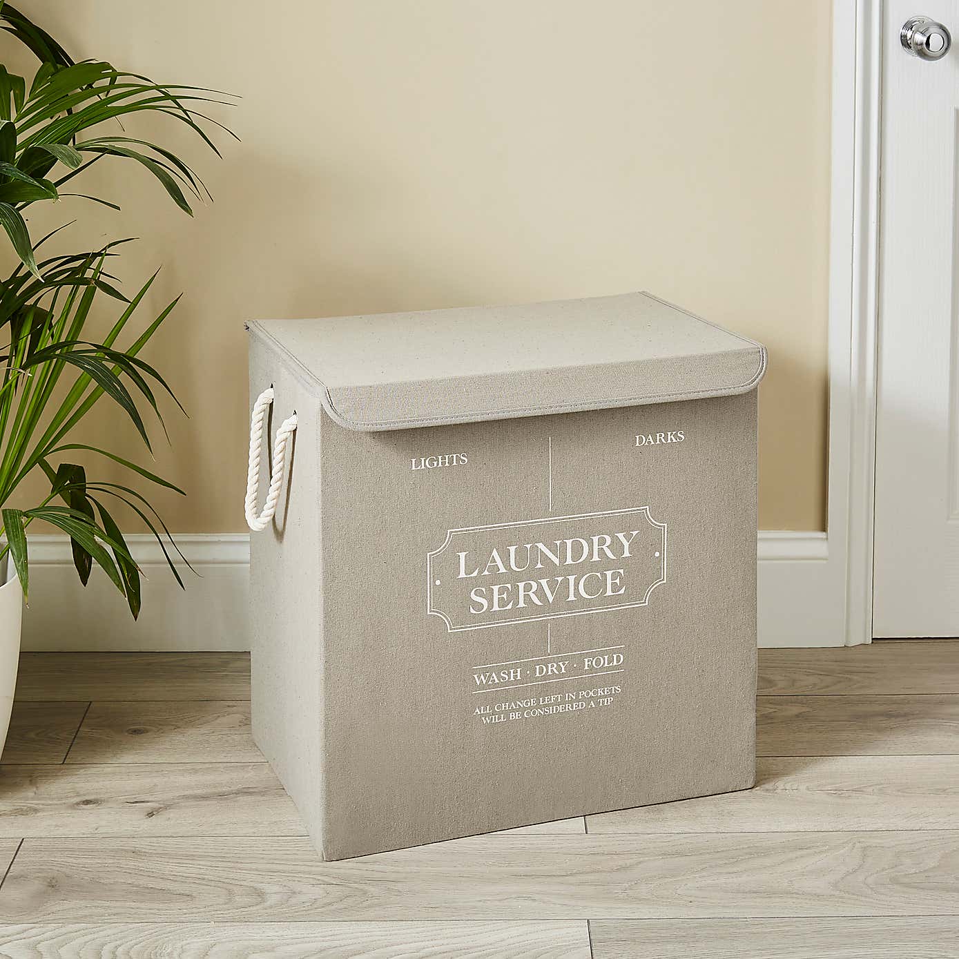 Vintage Double Compartment Foldable Laundry Hamper