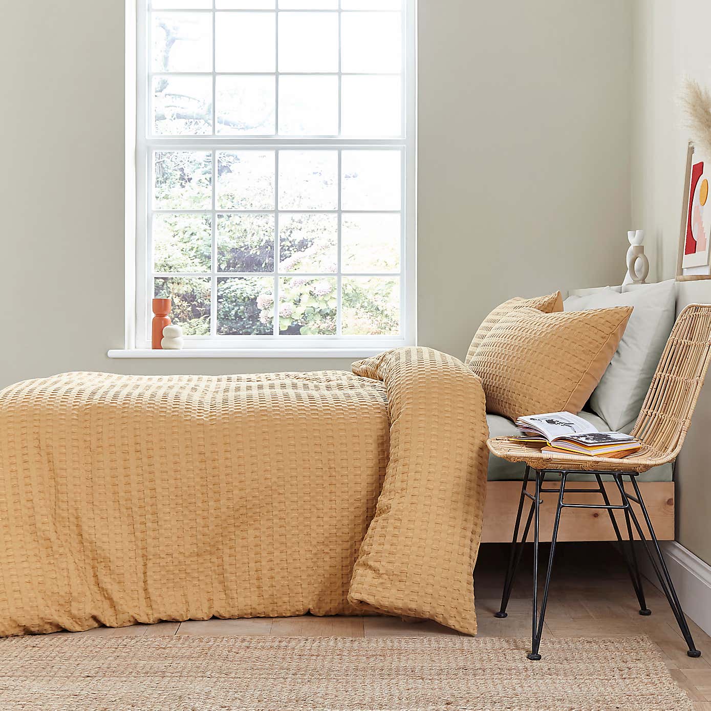 Emerson Waffle Sage Green Duvet Cover and Pillowcase Set