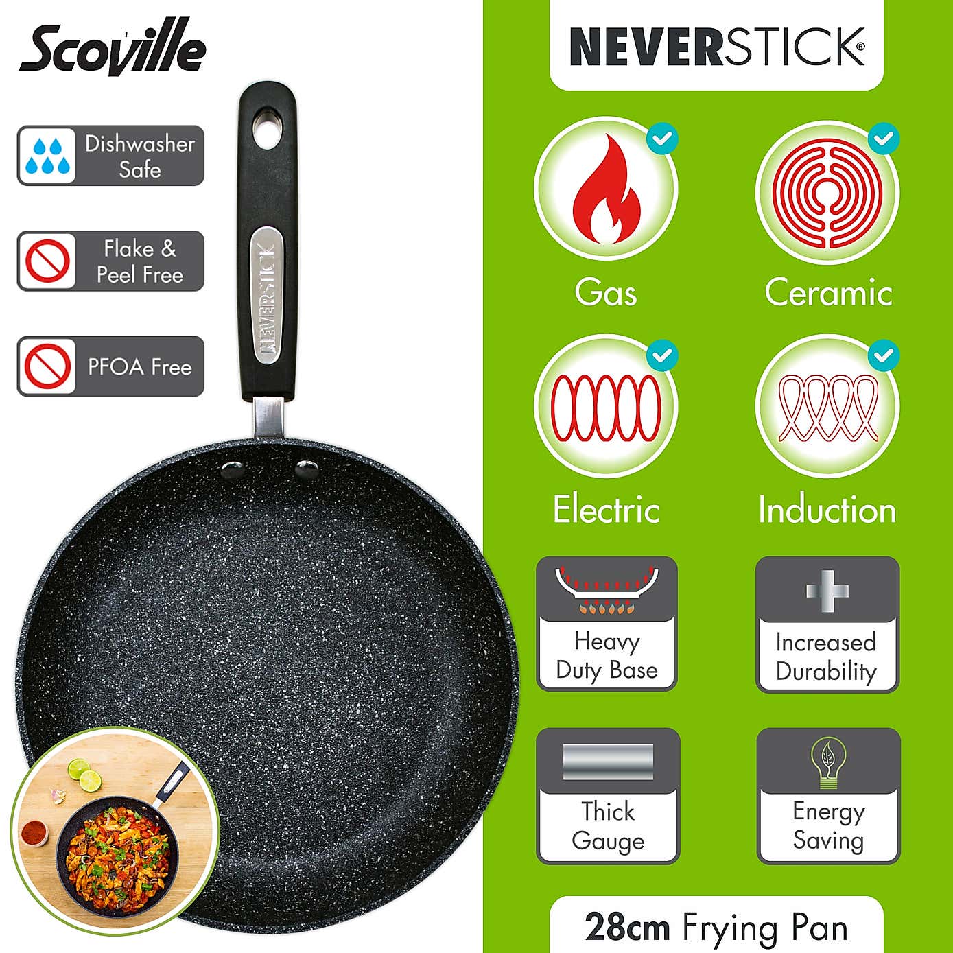 Scoville Neverstick Non-stick Aluminium Frying Pan, 28cm