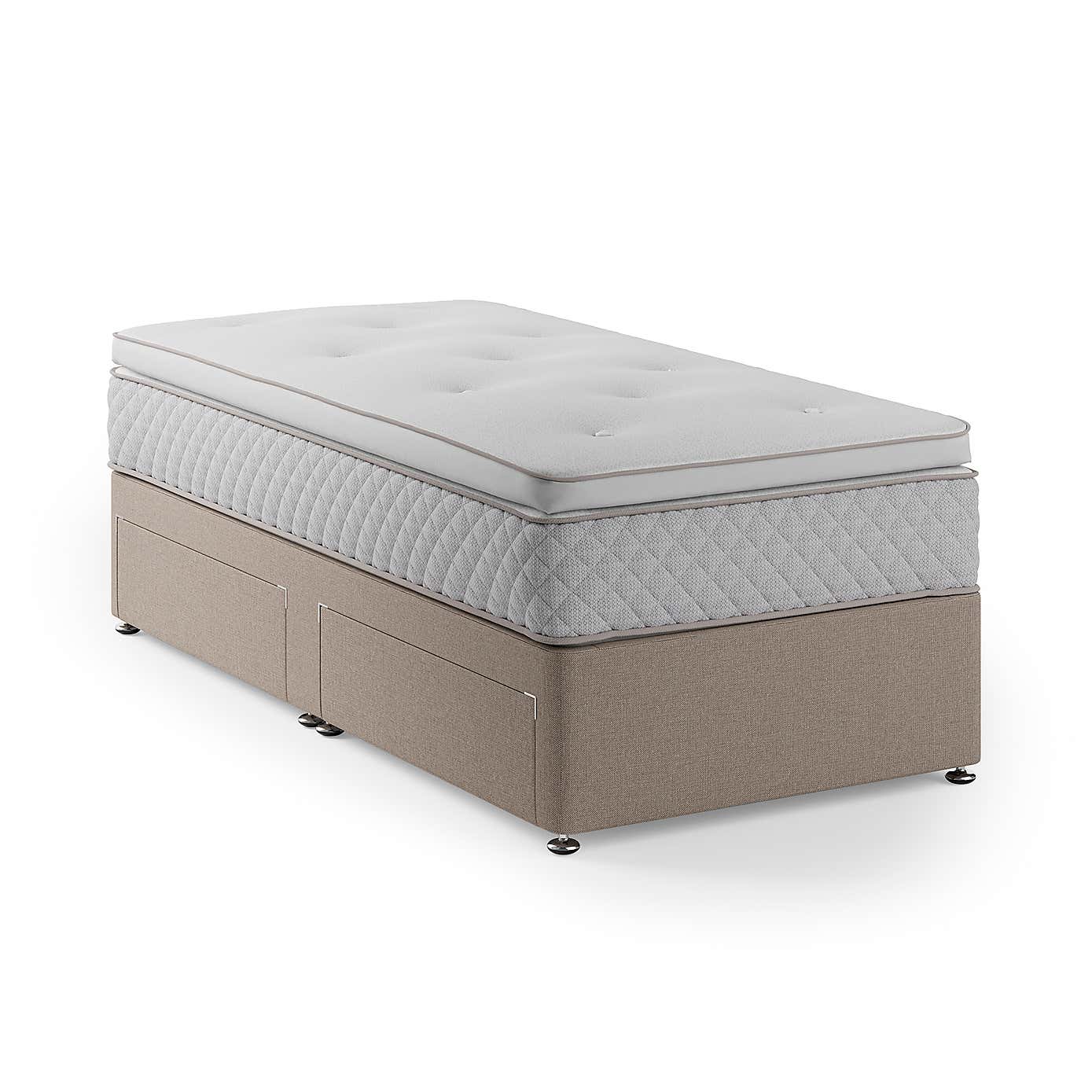 Fogarty Open Coil Memory Pillowtop Mattress and Divan Set, Faux Linen