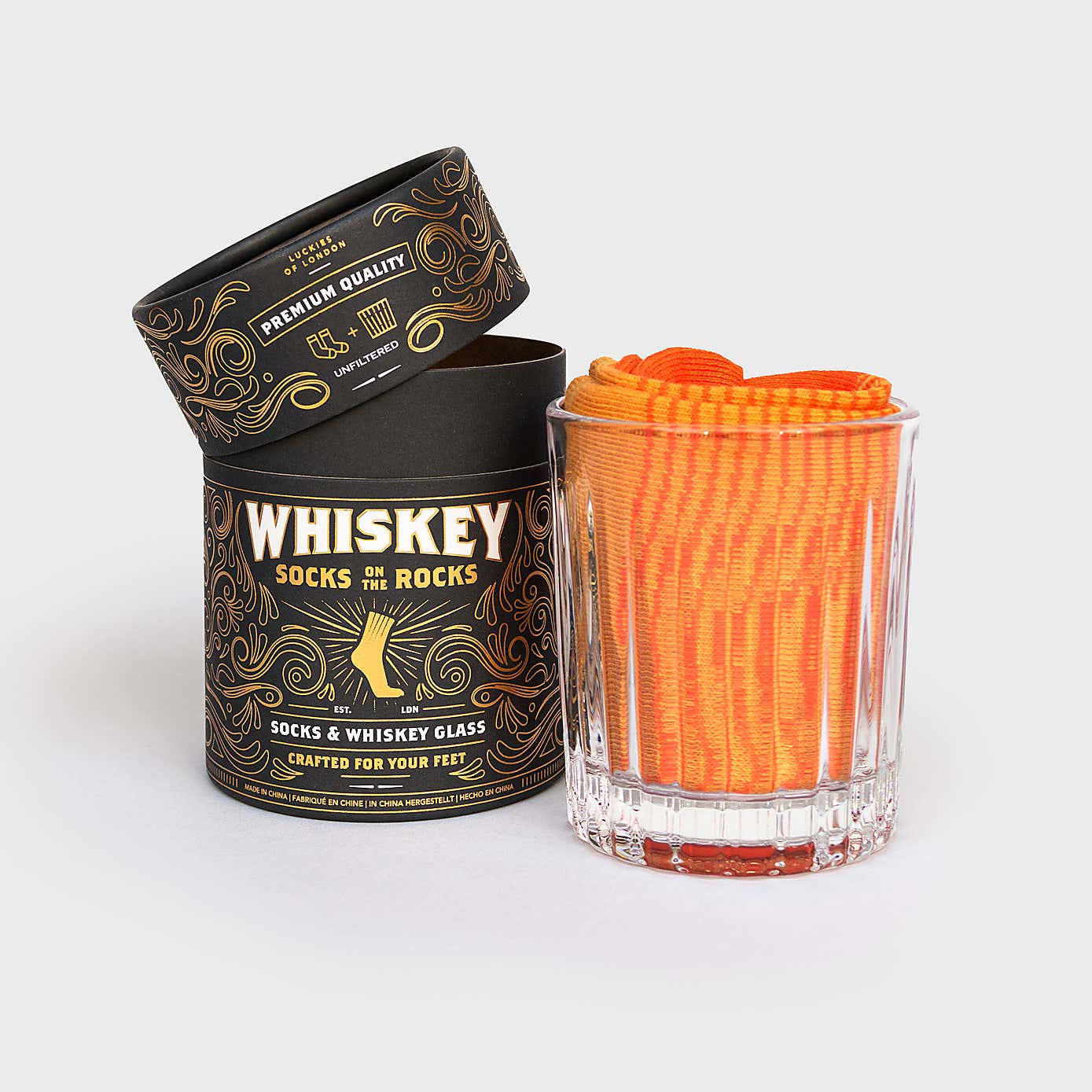 Luckies Socks On The Rocks Glass and Socks Gift Set