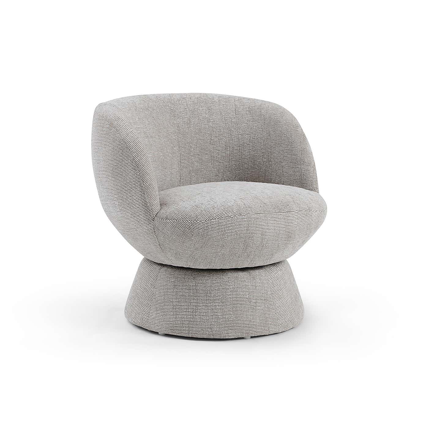 Tulip Chenille Curved Swivel Accent Chair