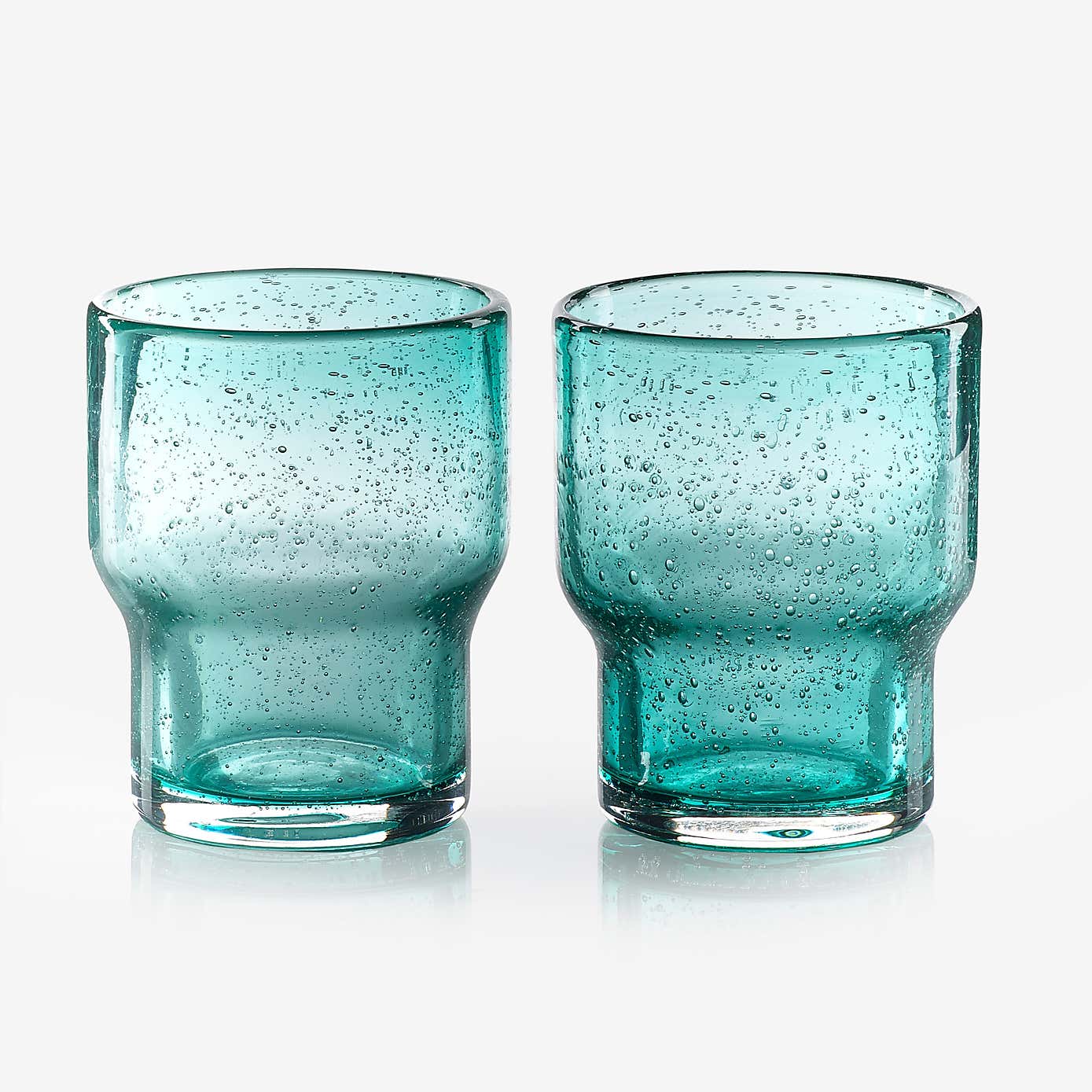 Set of 2 Sur La Table Colour Me Happy Handmade Glass Stacking Tumblers