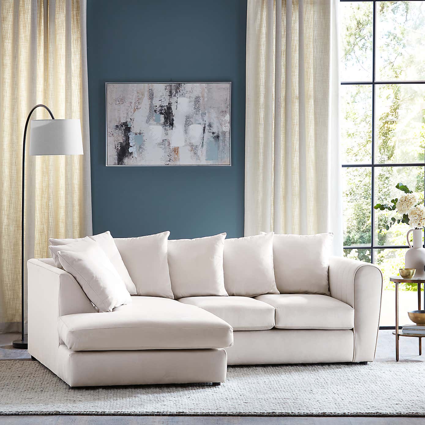 Blake Opulent Velvet Curved Quilted Arm Corner Sofa