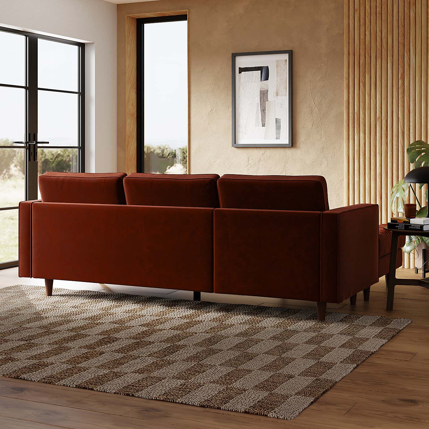 Zoe Casual Sit Velvet Corner Chaise Sofa