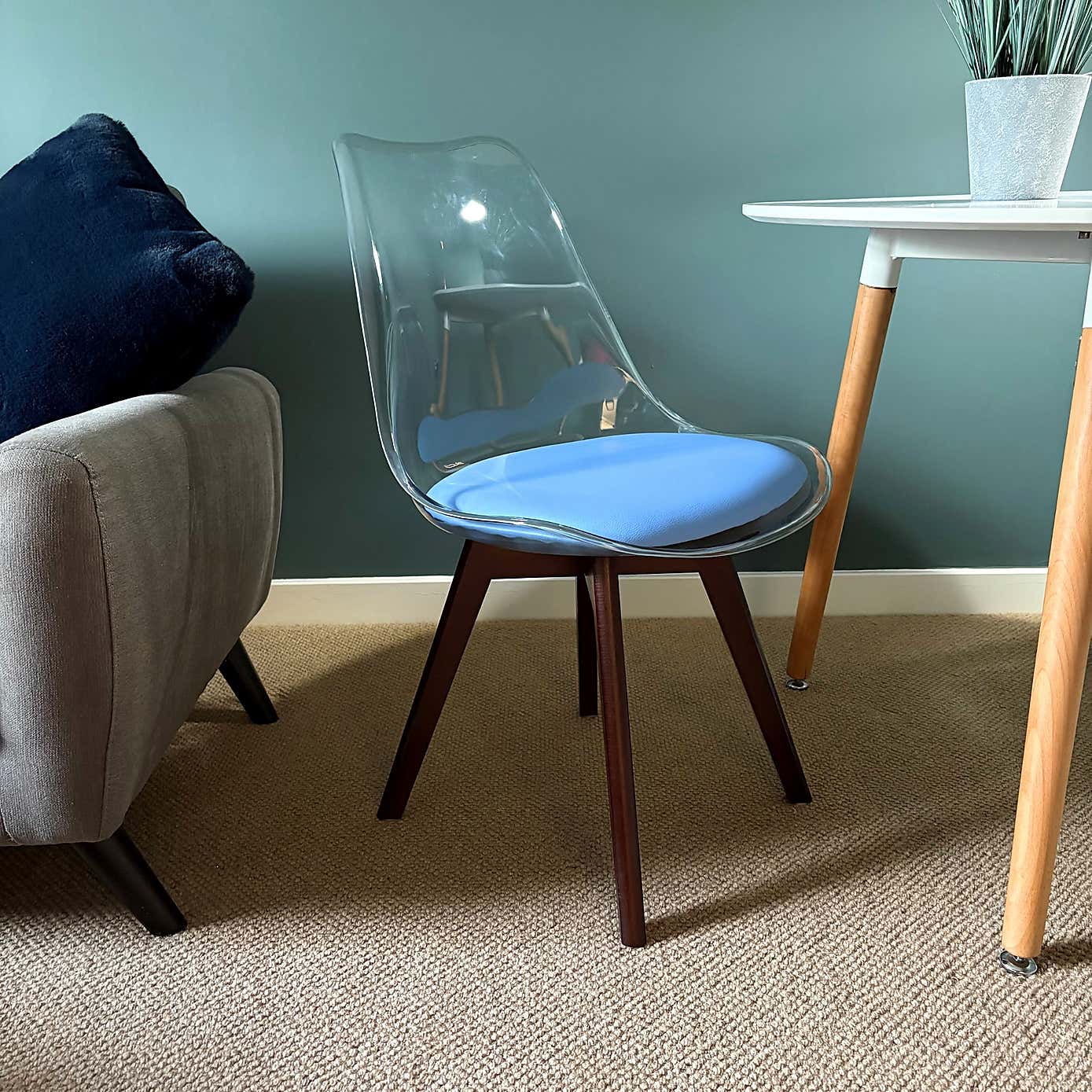 Fusion Living Soho Clear Plastic Dining Chair with Squared Legs