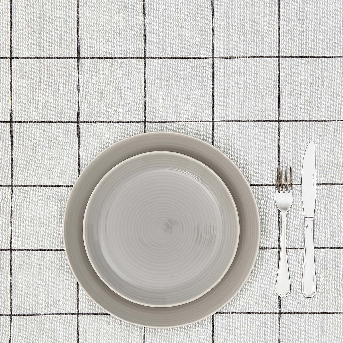 Linen Check Grey Fabric