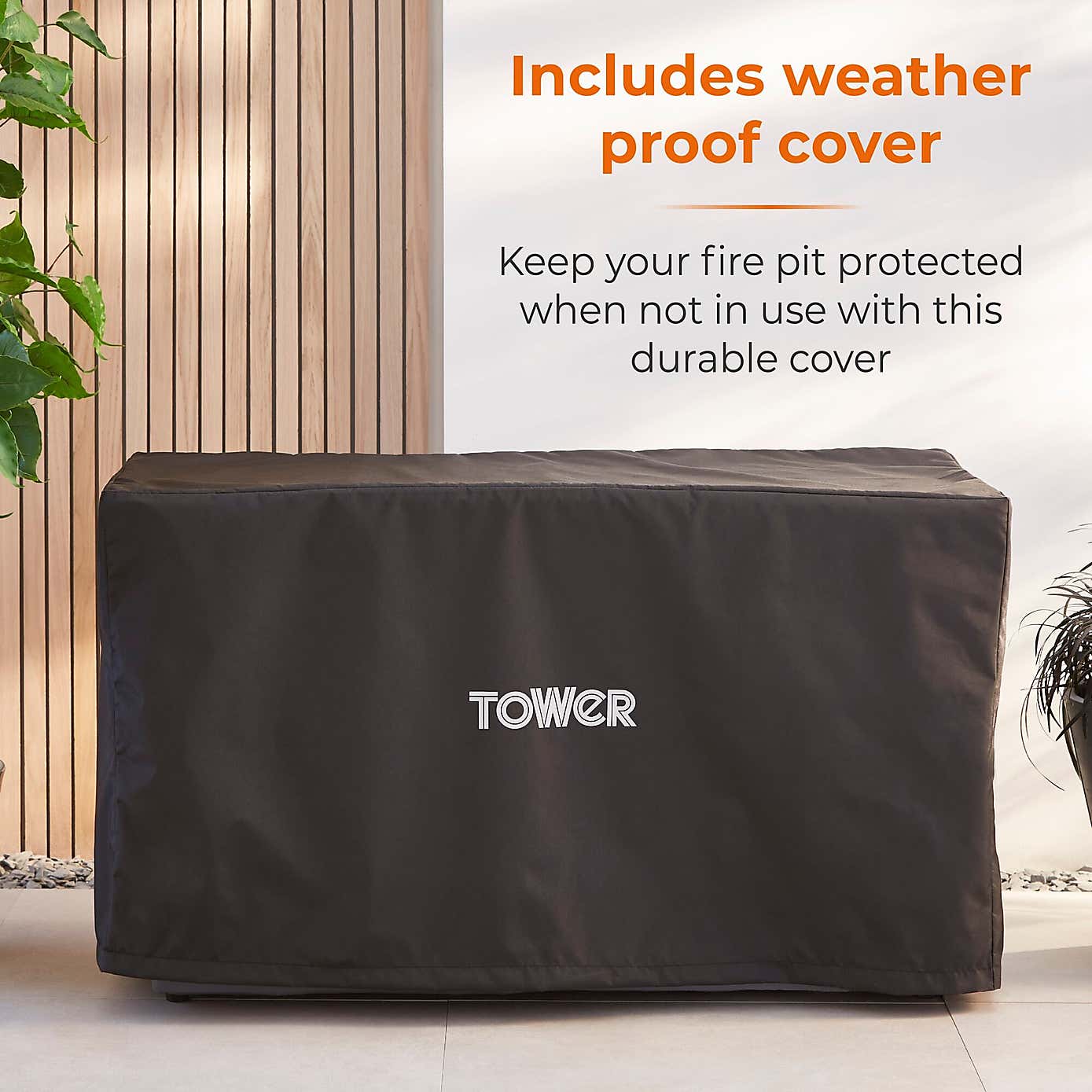 Tower Magna H60cm Rectangular Gas Fire Pit, Grey