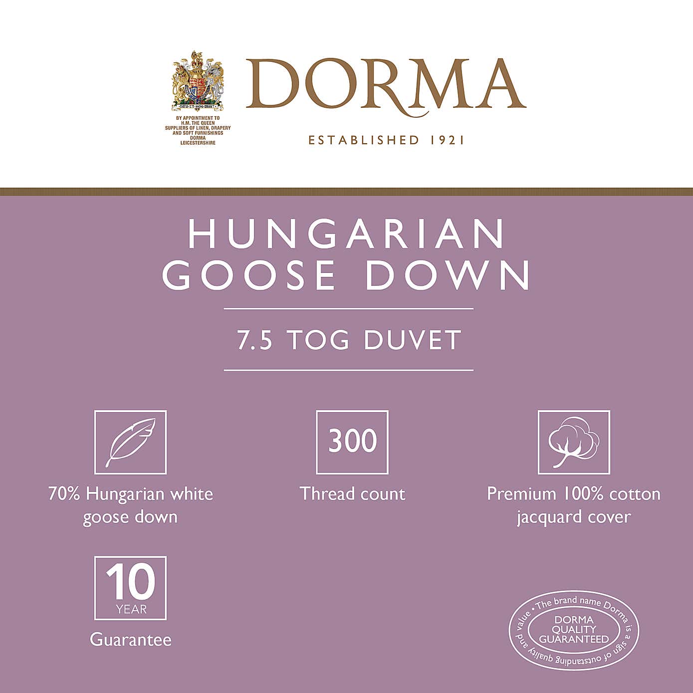 Dorma Hungarian Goose Down 7.5 Tog Duvet