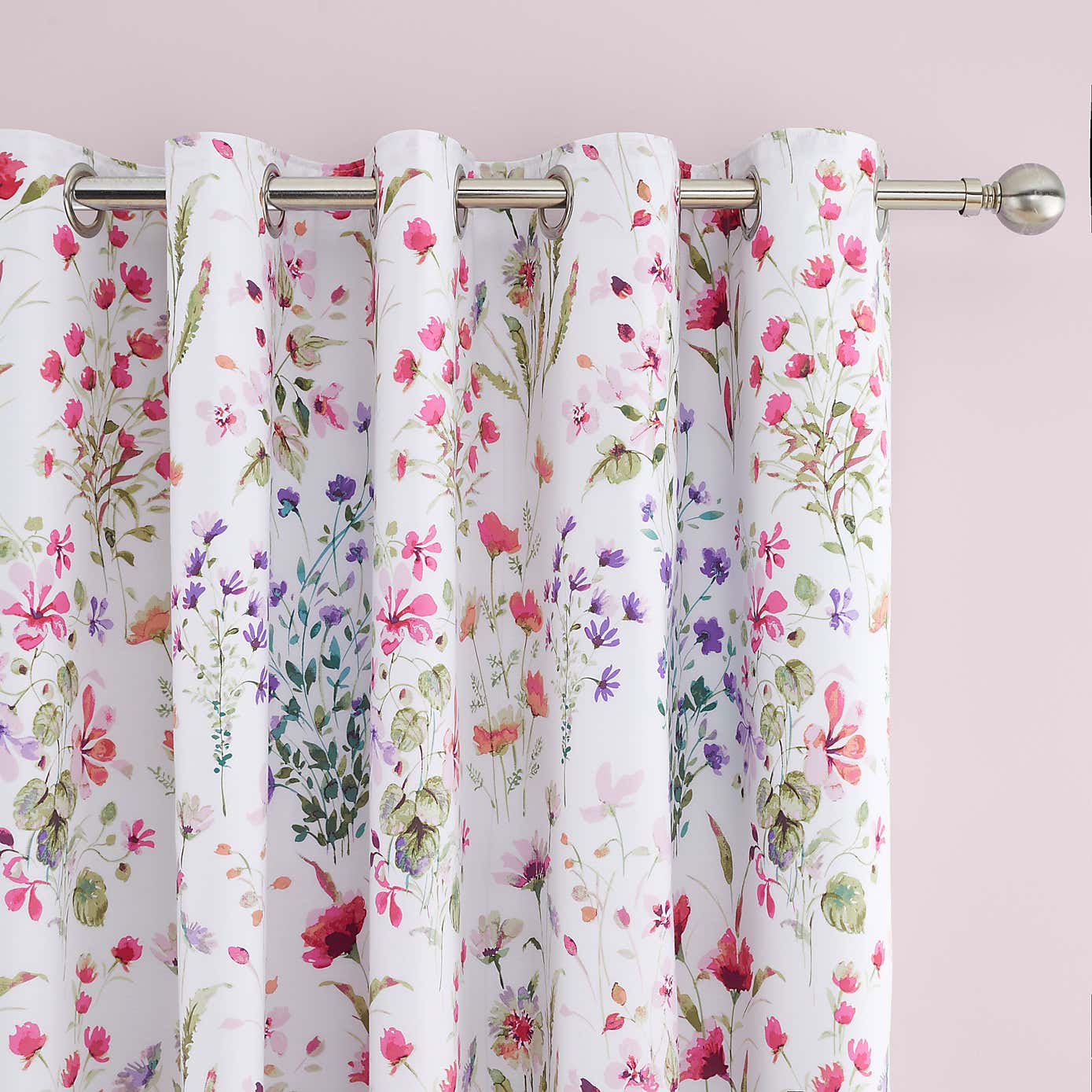 Watercoloured Floral Blackout Eyelet Curtains
