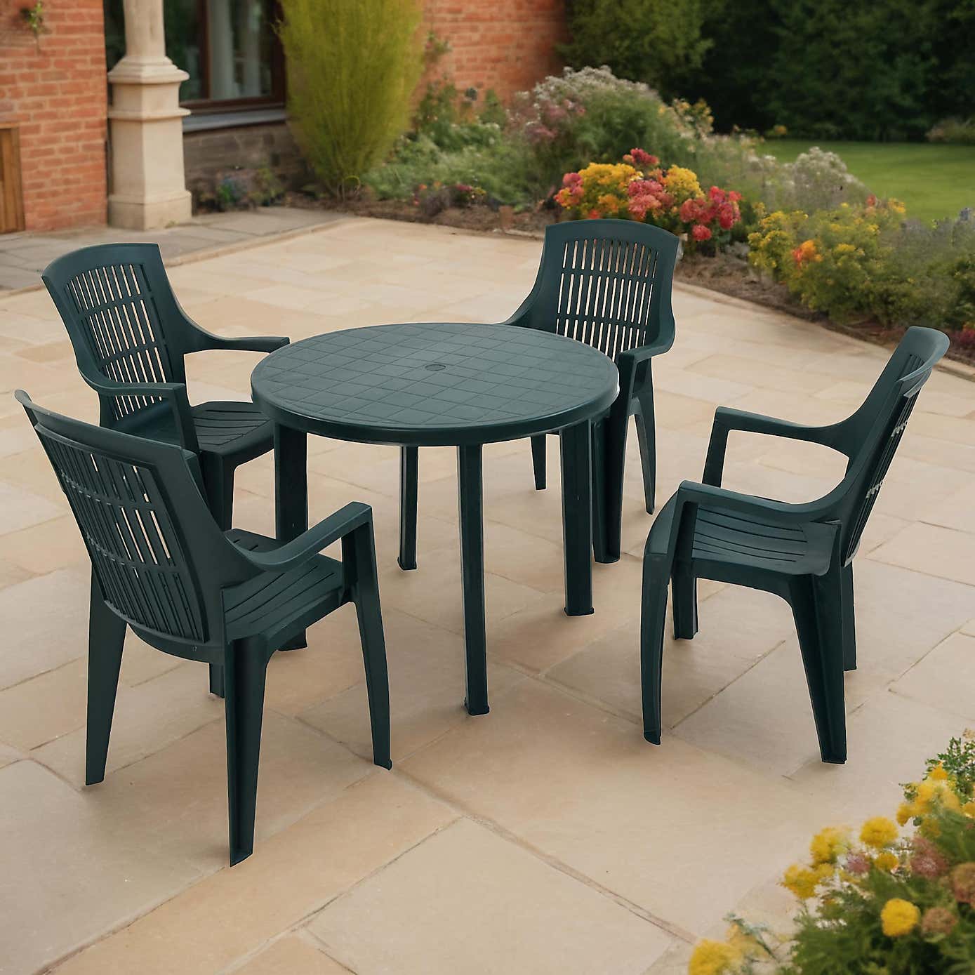 Trabella Athena Round Patio Table with 4 Bonnie Chairs