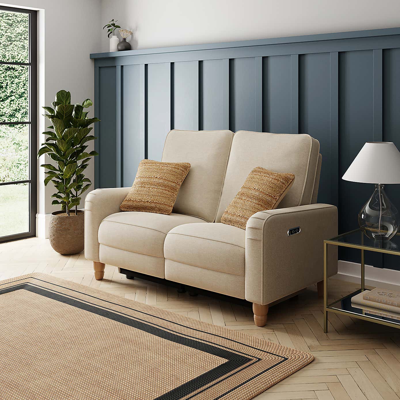 Beatrice Luna Fabric Natural Power Recliner Armchair