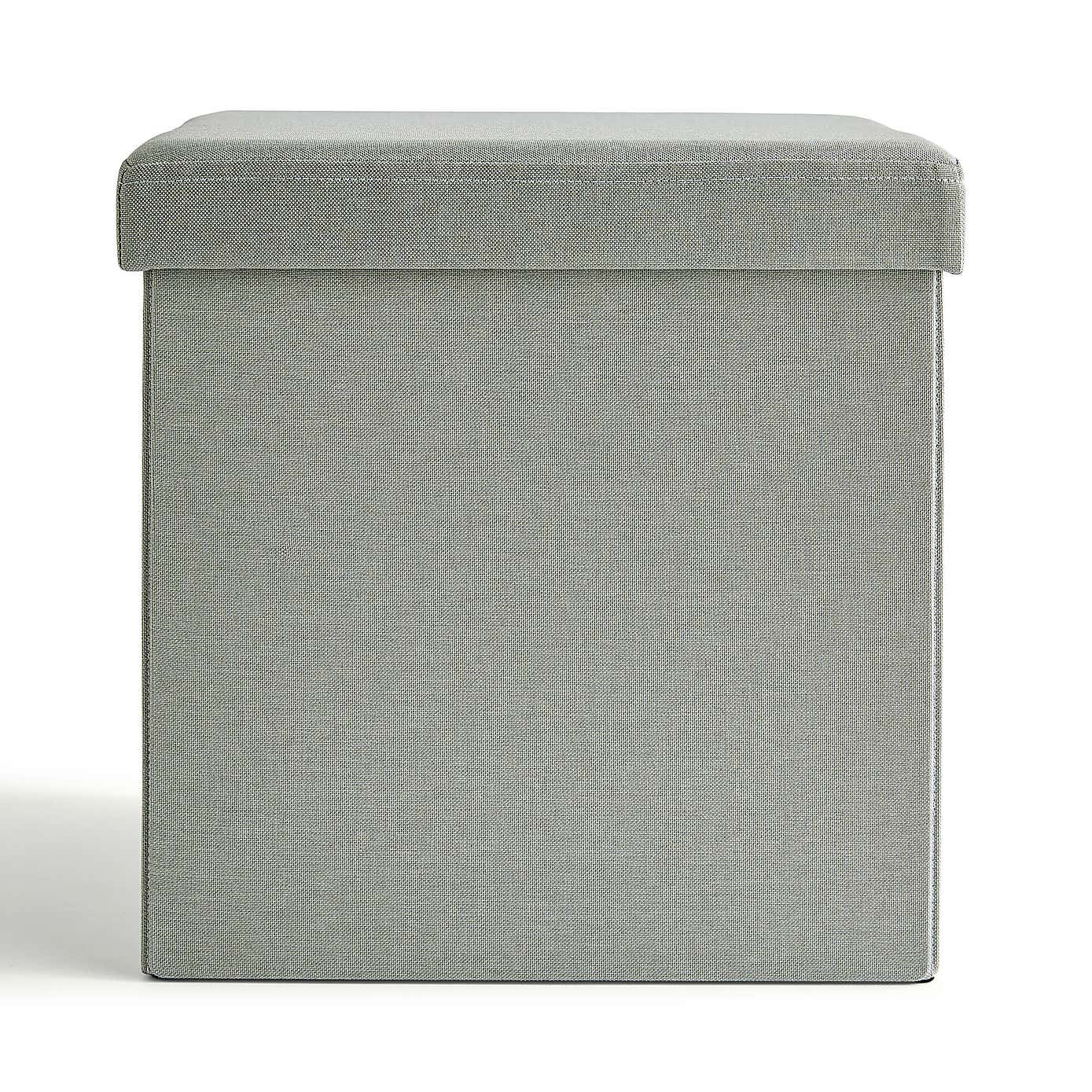 Faux Linen Cube Ottoman
