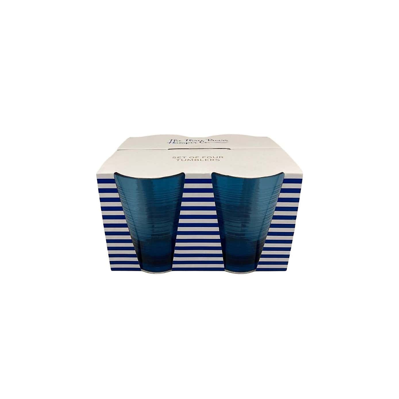Three Rivers Set of 4 Blue Linear Tumbler Glasses