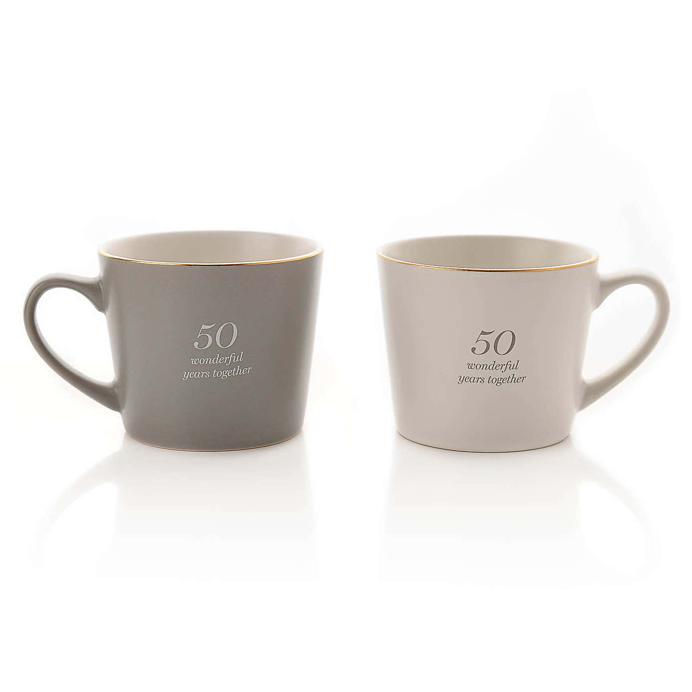 Amore Set of 2 Grey & White 50th Anniversary Mugs