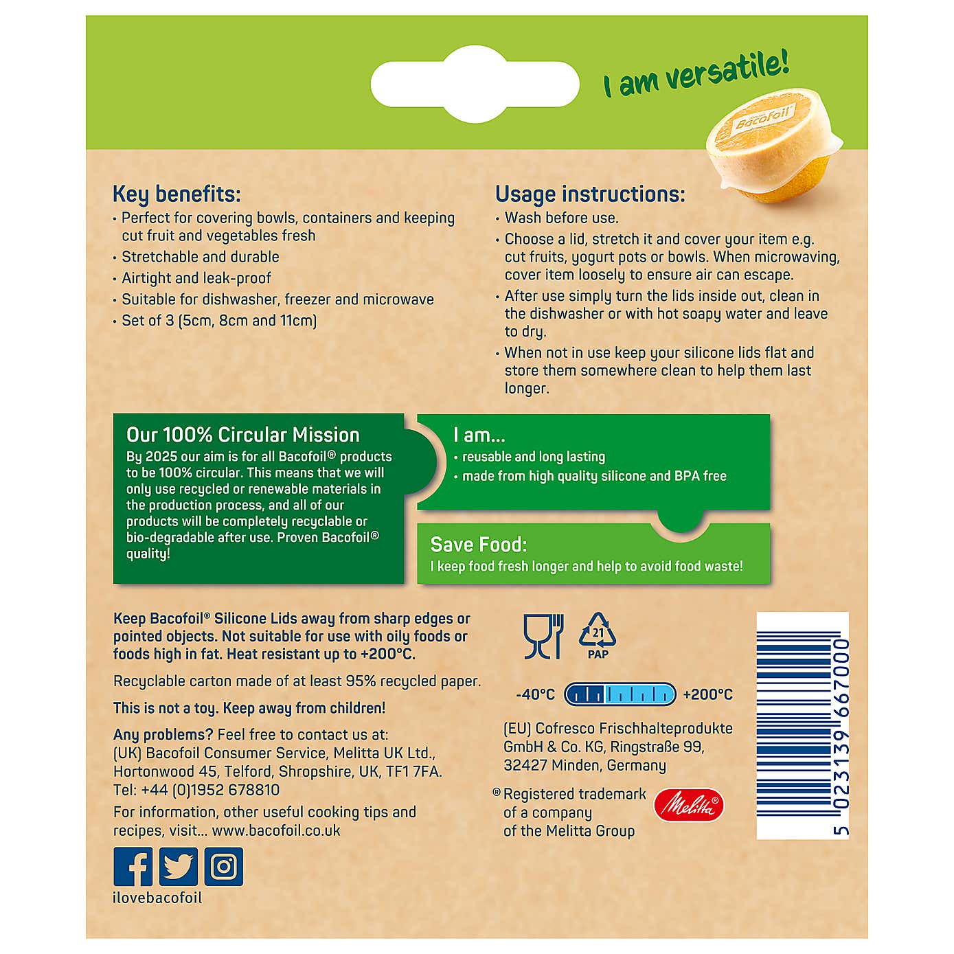 Set of 3 Bacofoil Small Silicone Lids