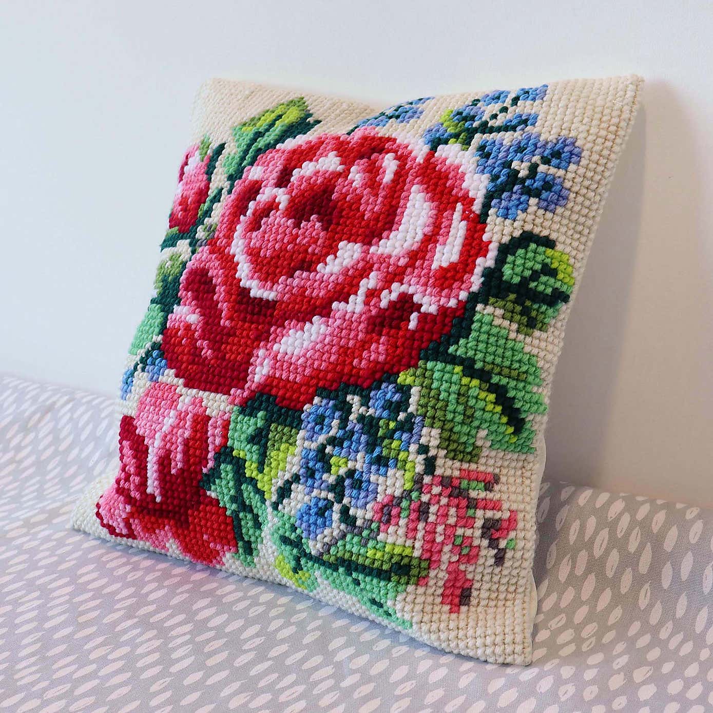 Cross Stitch Kit Cushion Floral Bloom