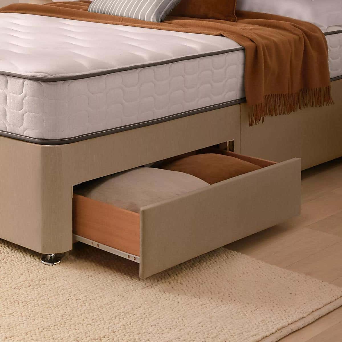 Silentnight 2 Drawer Divan Bed With Fabric Malvern Headboard