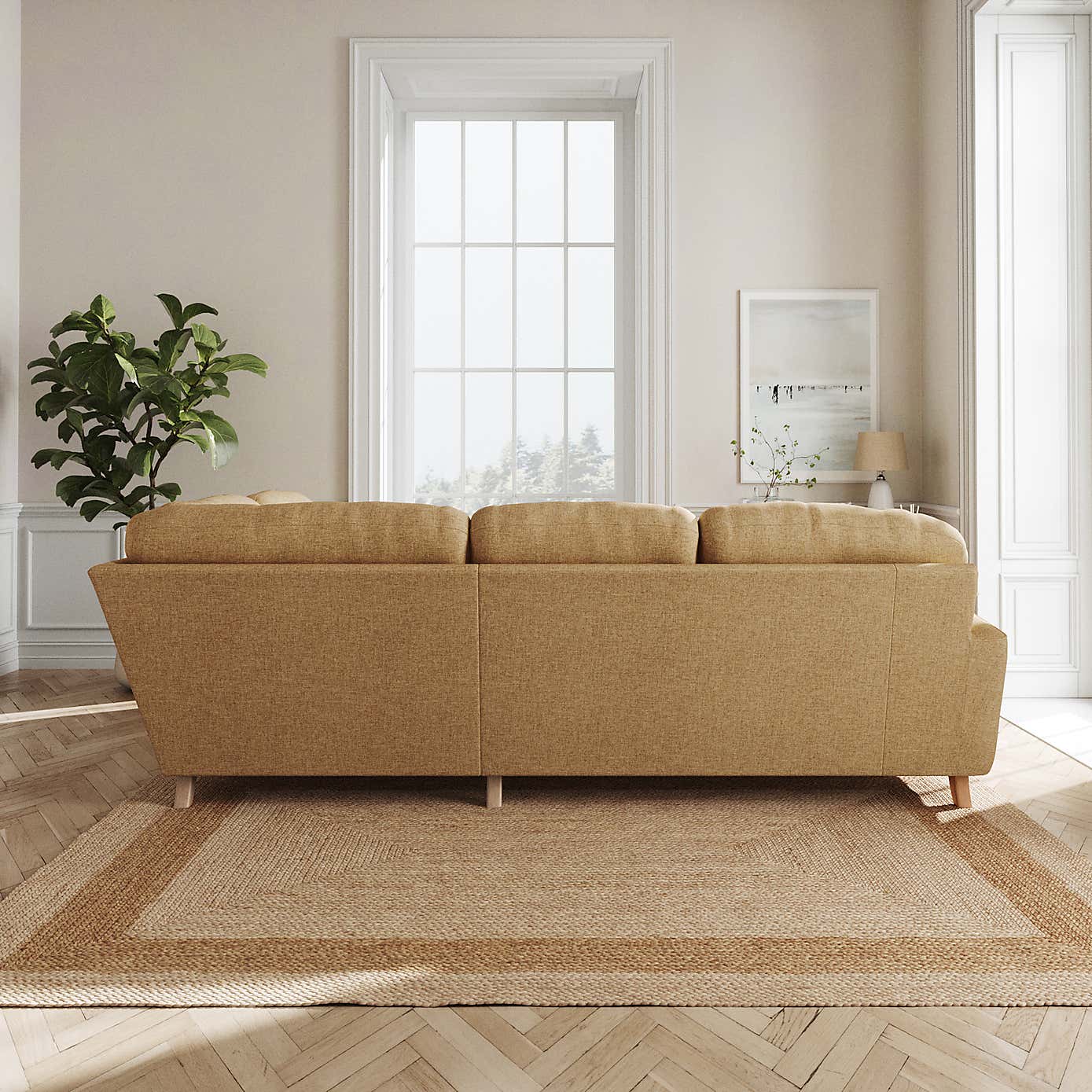 Martha Slub Faux Linen Full Corner Sofa