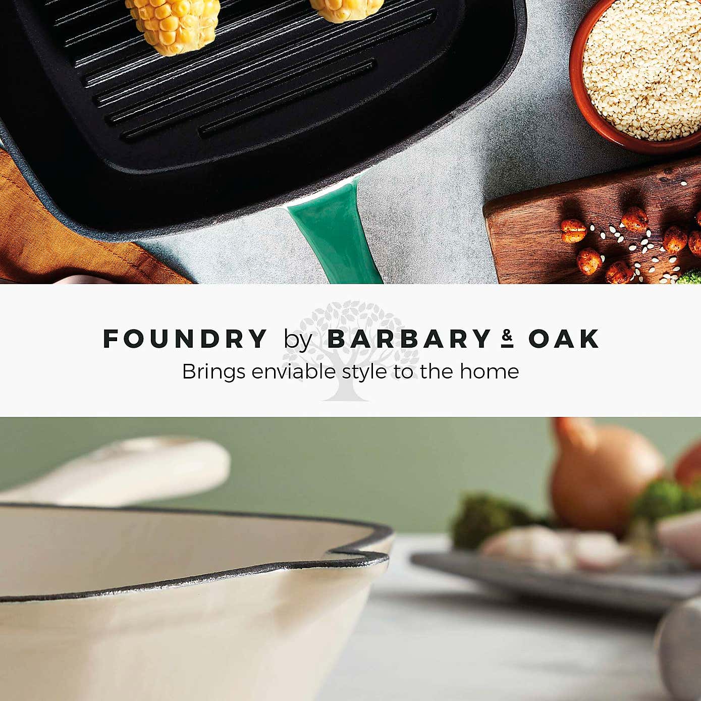 Barbary & Oak Cast Iron Grill Pan, 23cm