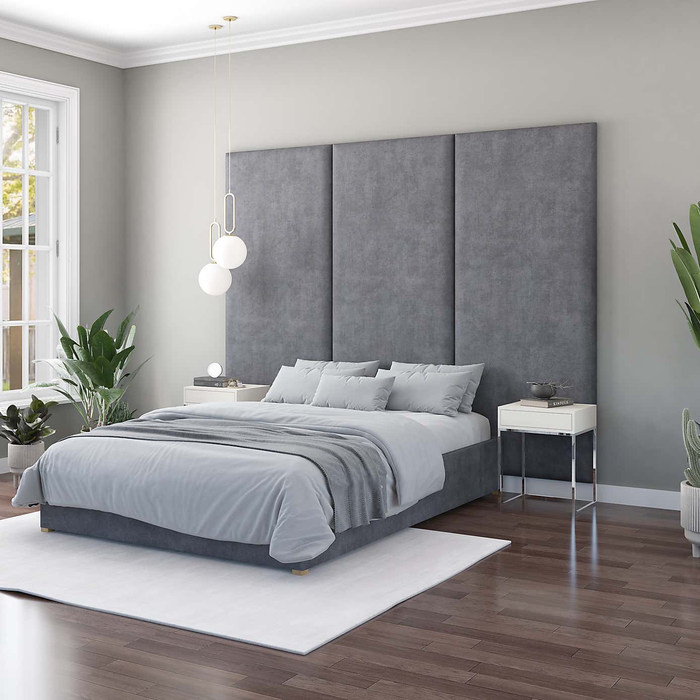 Hanging Wall Panel Dual Mount Plush Velvet Headboard