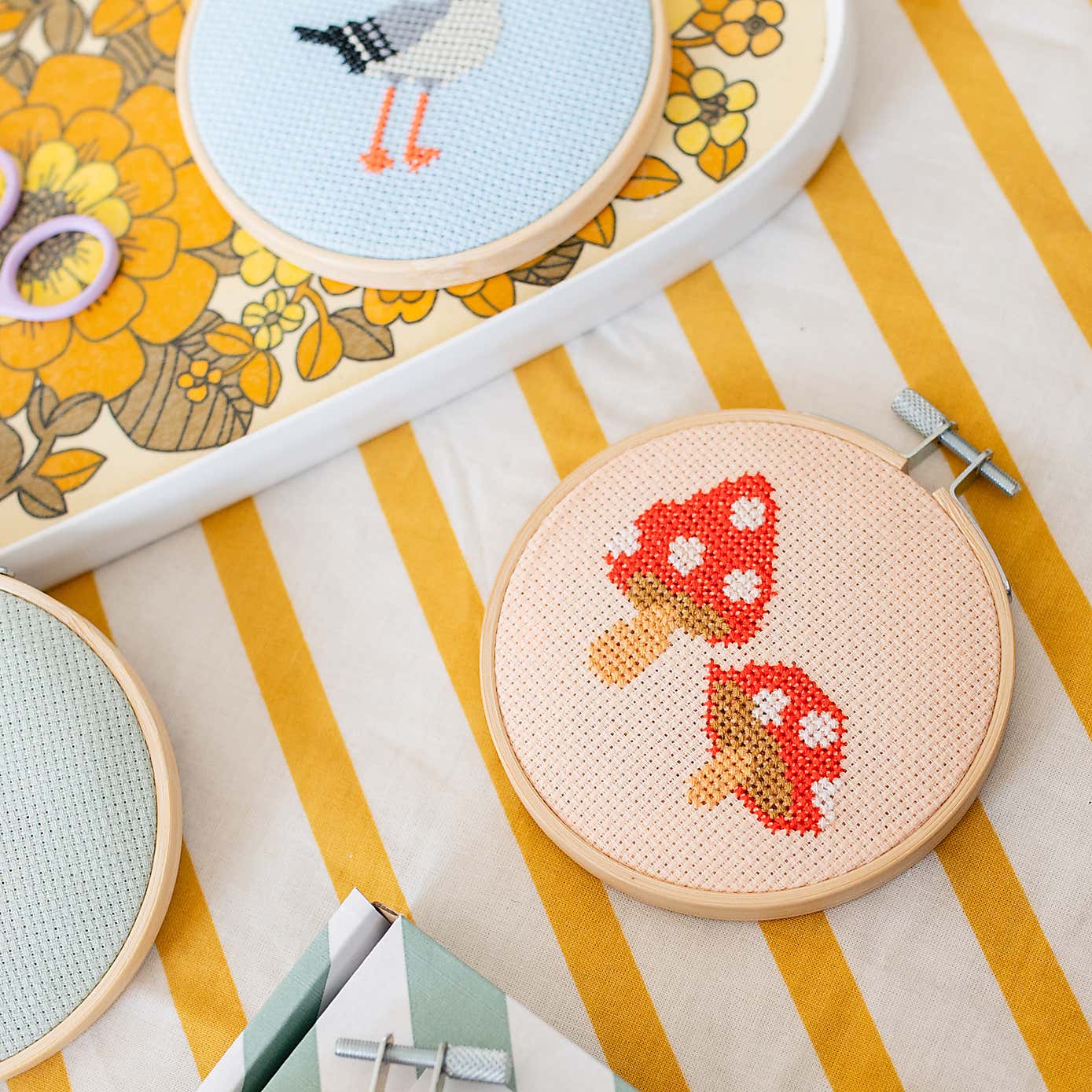 Cotton Clara Toadstool Cross Stitch Kit Red