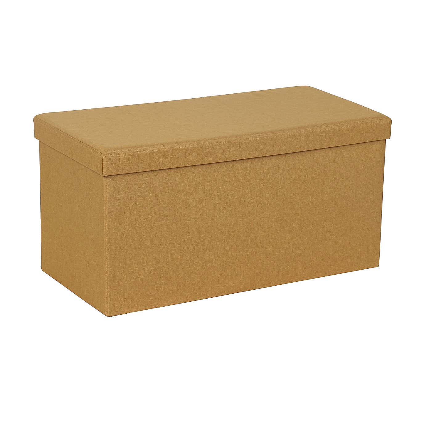 Faux Linen Rectangular Ottoman