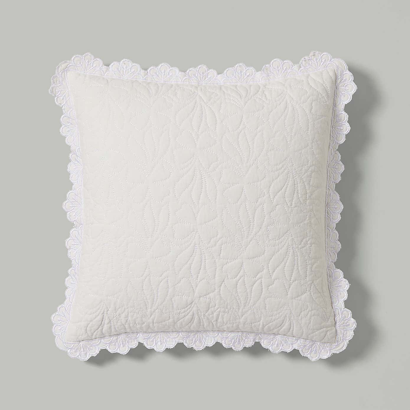 Quilted Embroidered Cotton Cushion Cover