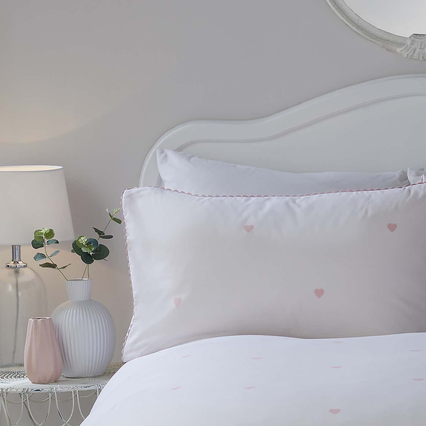 Serene Decorative Heart Duvet Cover and Pillowcase Set