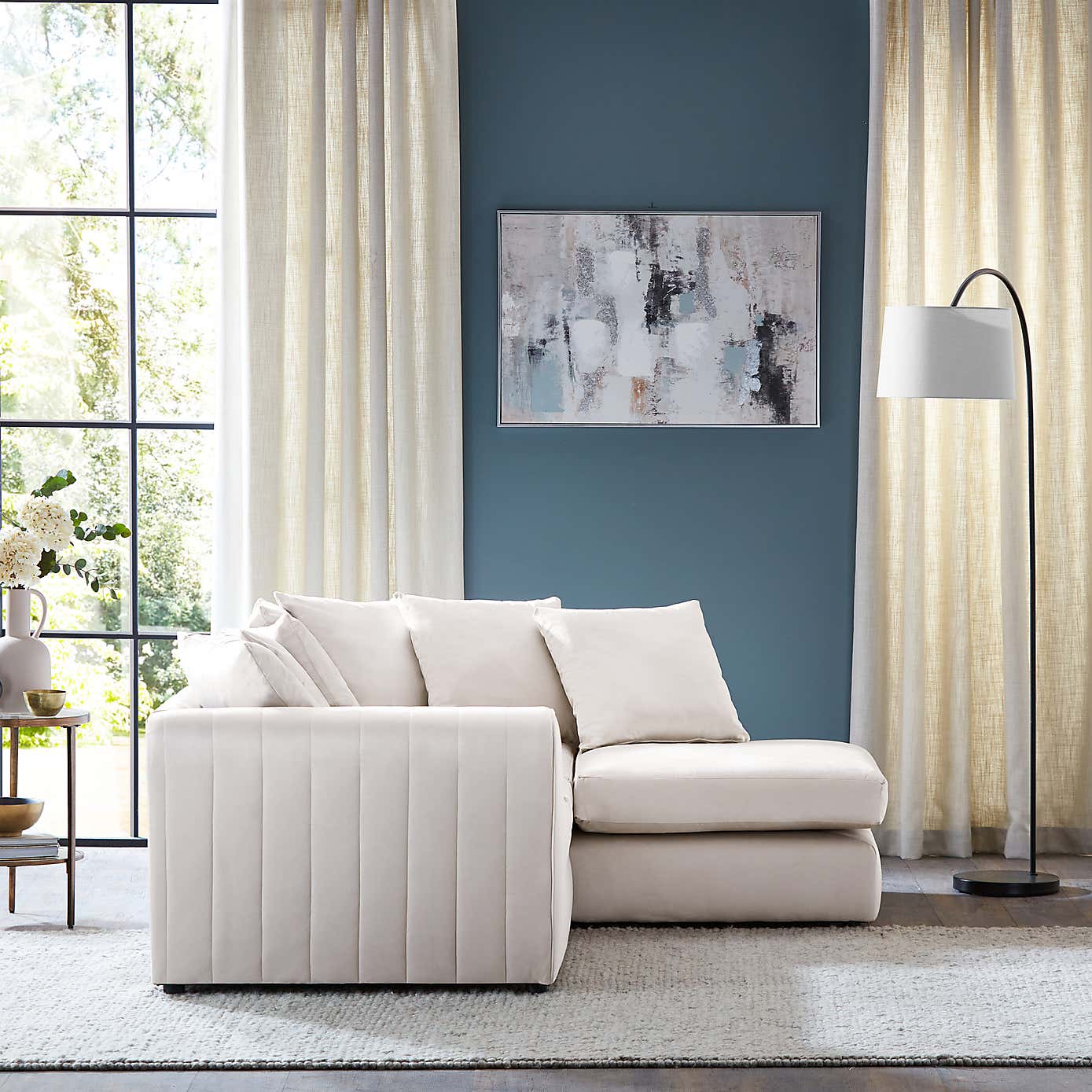 Blake Opulent Velvet Curved Quilted Arm Corner Sofa