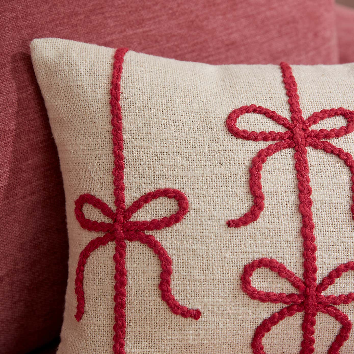Bow Cotton Square Cushion