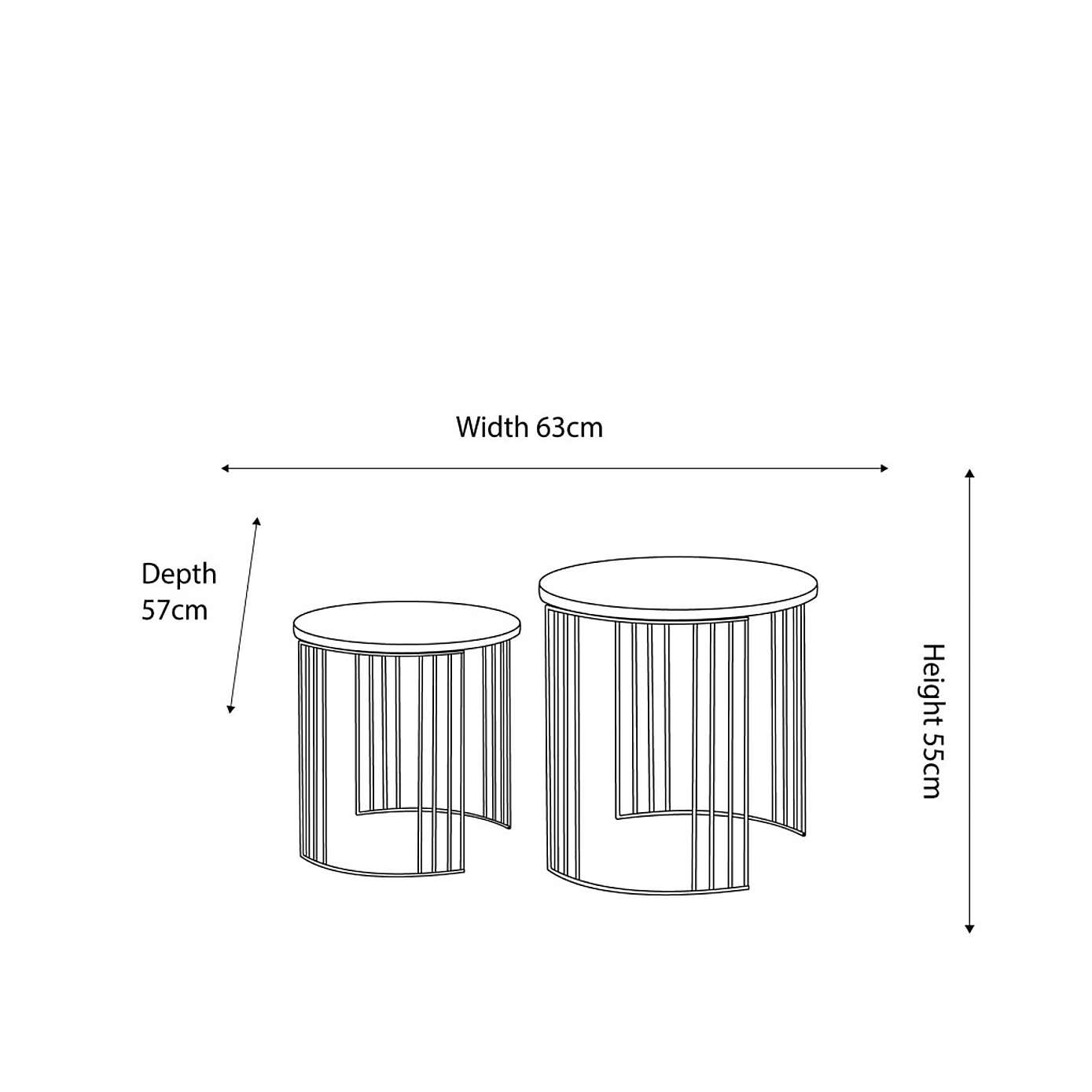 Pacific Atri Set of 2 Nest of Side Tables, Light Wood Effect