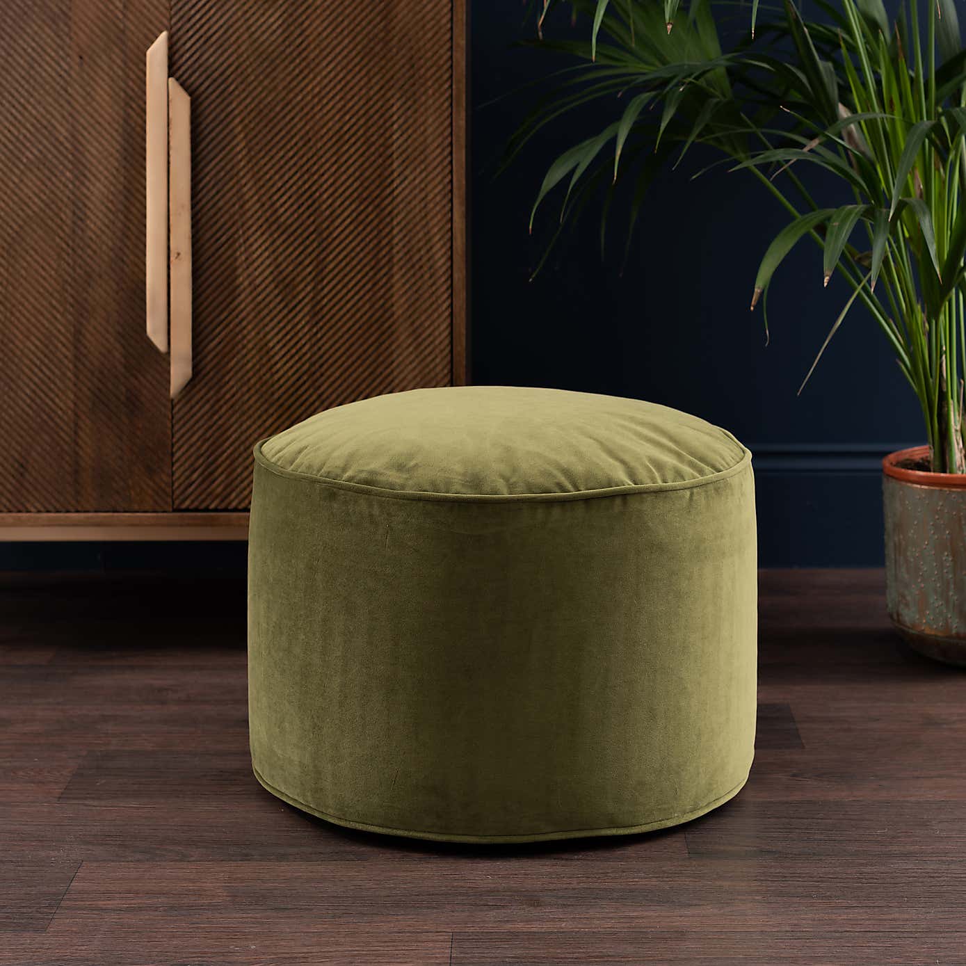 Eliza Velvet Old Gold Pouffe