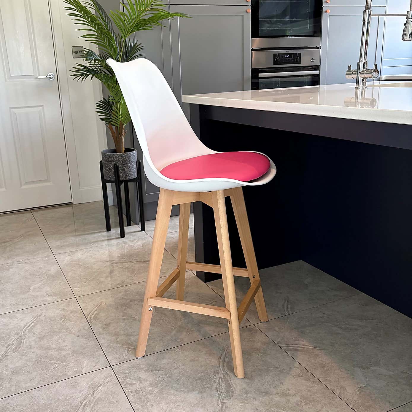 Fusion Living Soho White Plastic Bar Stool