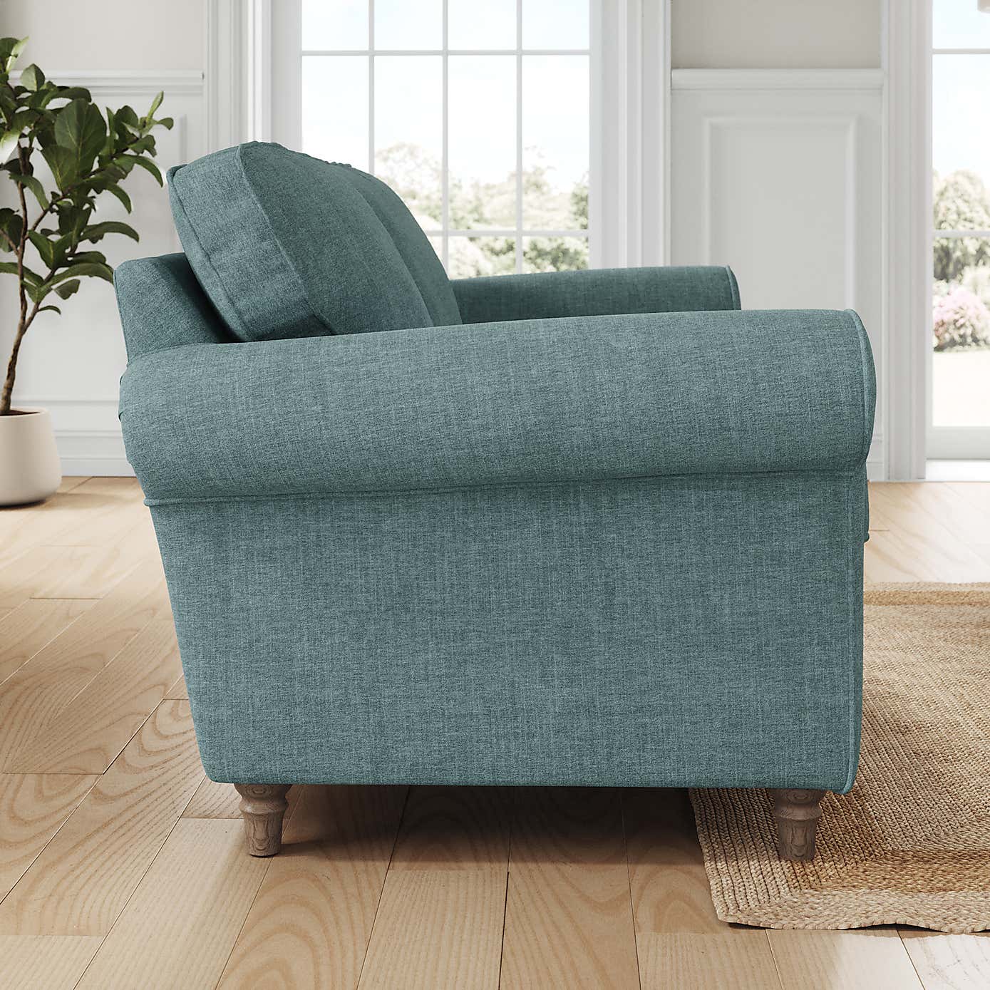 Flori 3 Seater Sofa, Tonal Plush Chenille