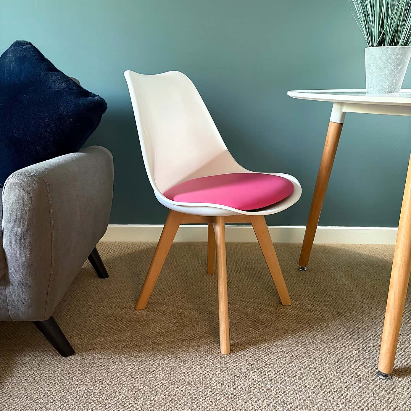 Fusion Living Soho White Plastic Dining Chair with Squared Legs