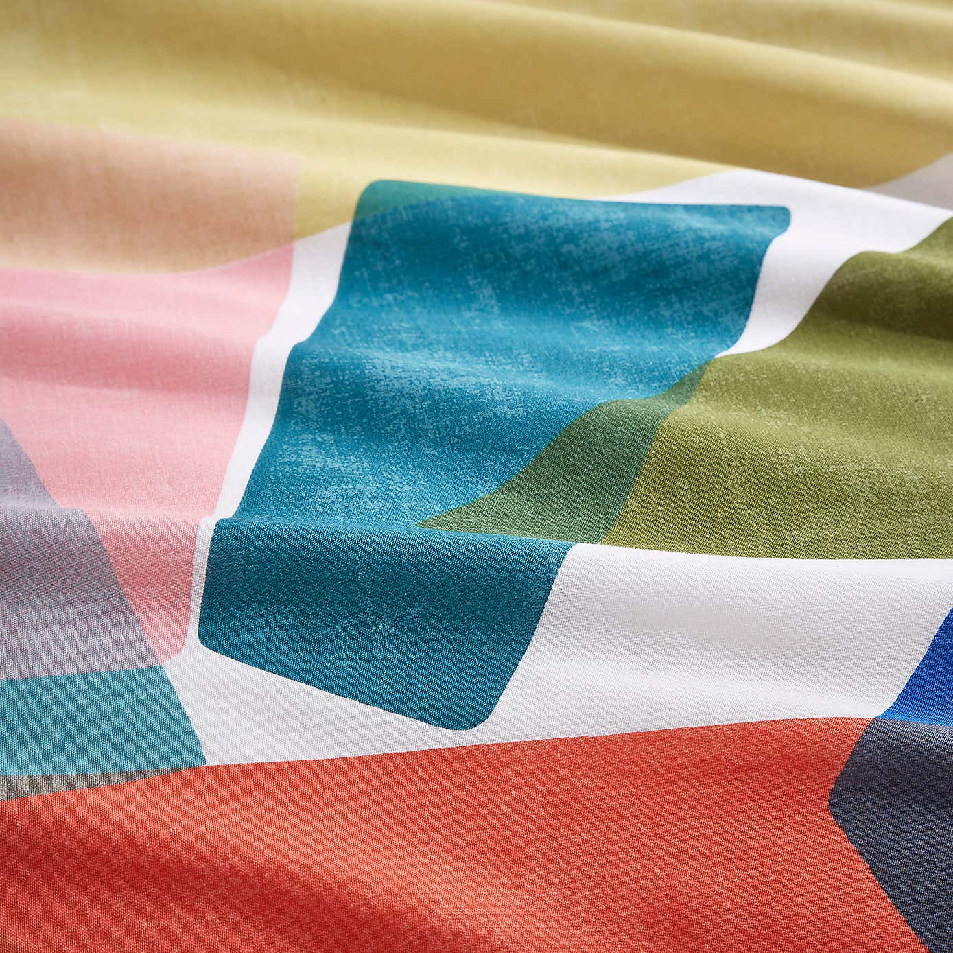 Elements Abstract Blocks Multicoloured Cotton Duvet Cover and Pillowcase Set