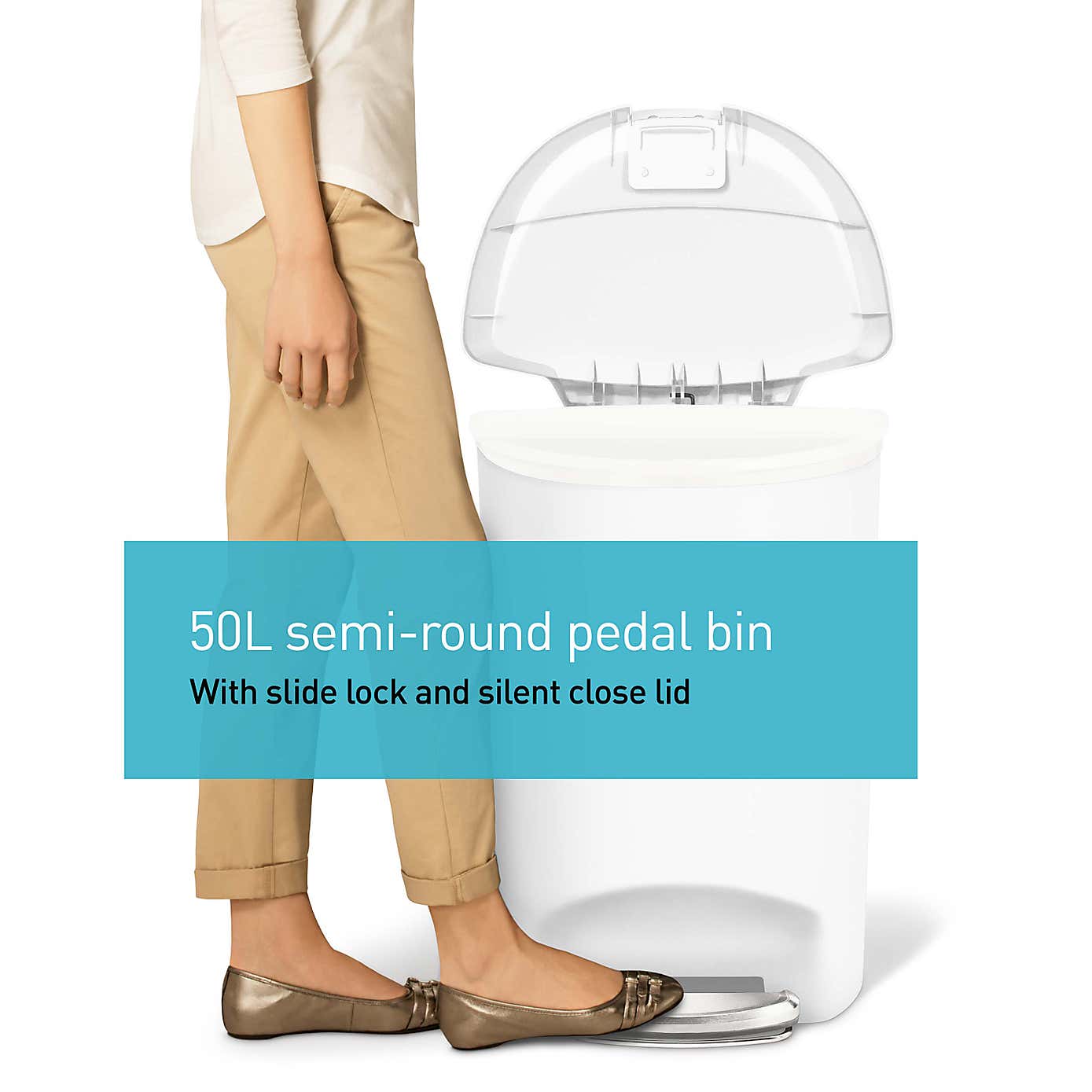 Simple Human 50 Litre Semi-Round Pedal Bin