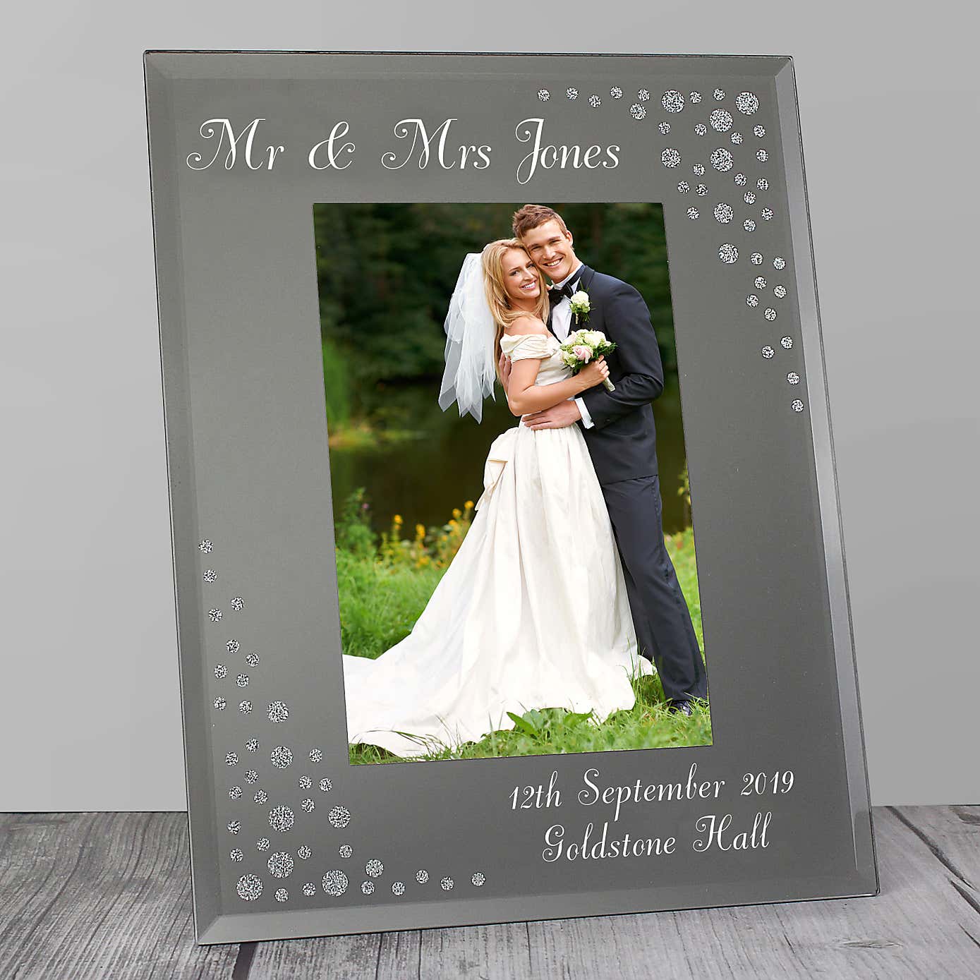 Personalised Classic Diamante Glass Portrait Photo Frame