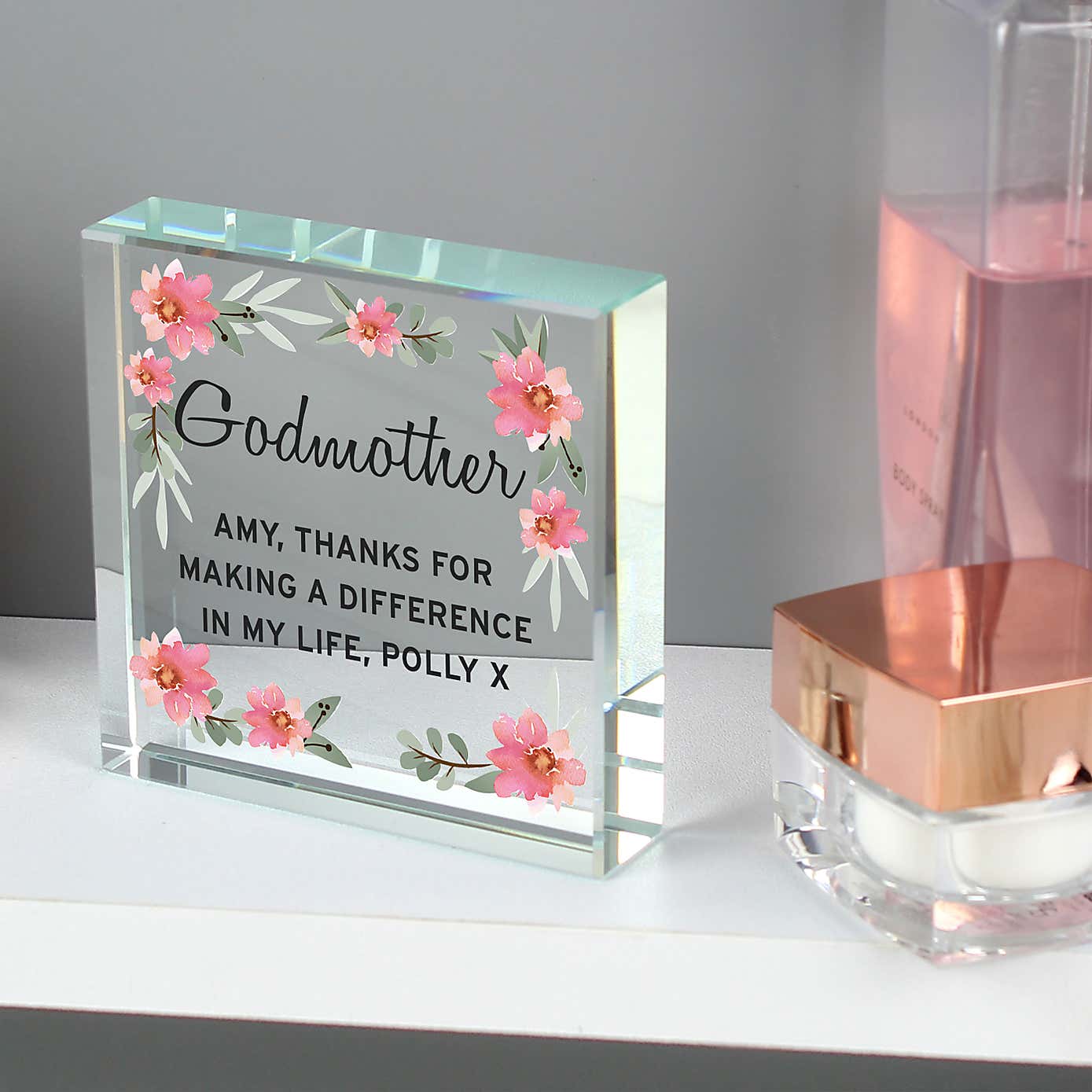 Personalised Floral Sentimental Crystal Token