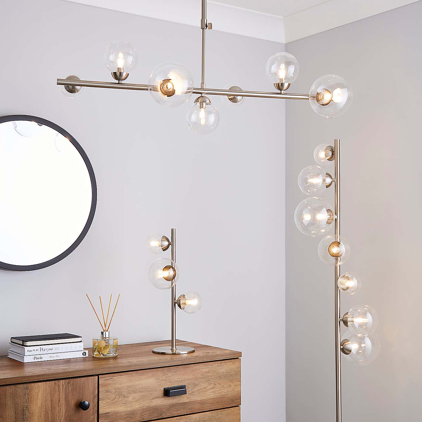 Tarsia Glass Ceiling Fitting Satin Nickel