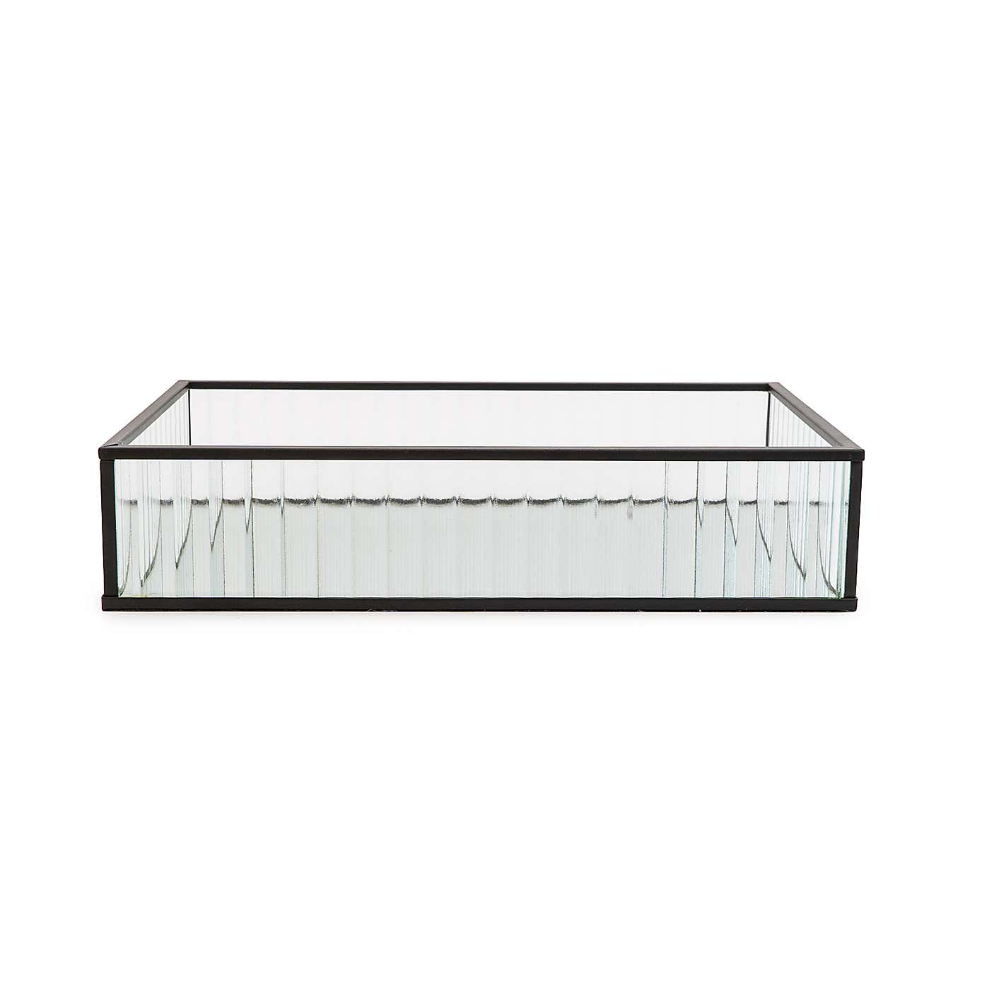 Ribbed Black Edge Glass Tray