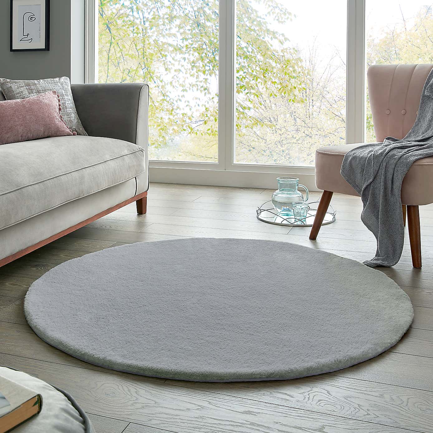 Supersoft Grey Circle Rug