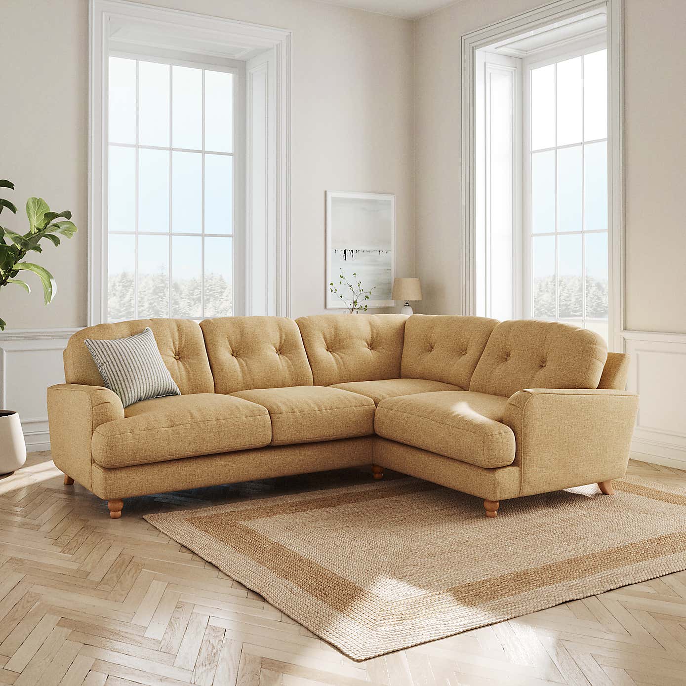 Martha Slub Faux Linen Full Corner Sofa