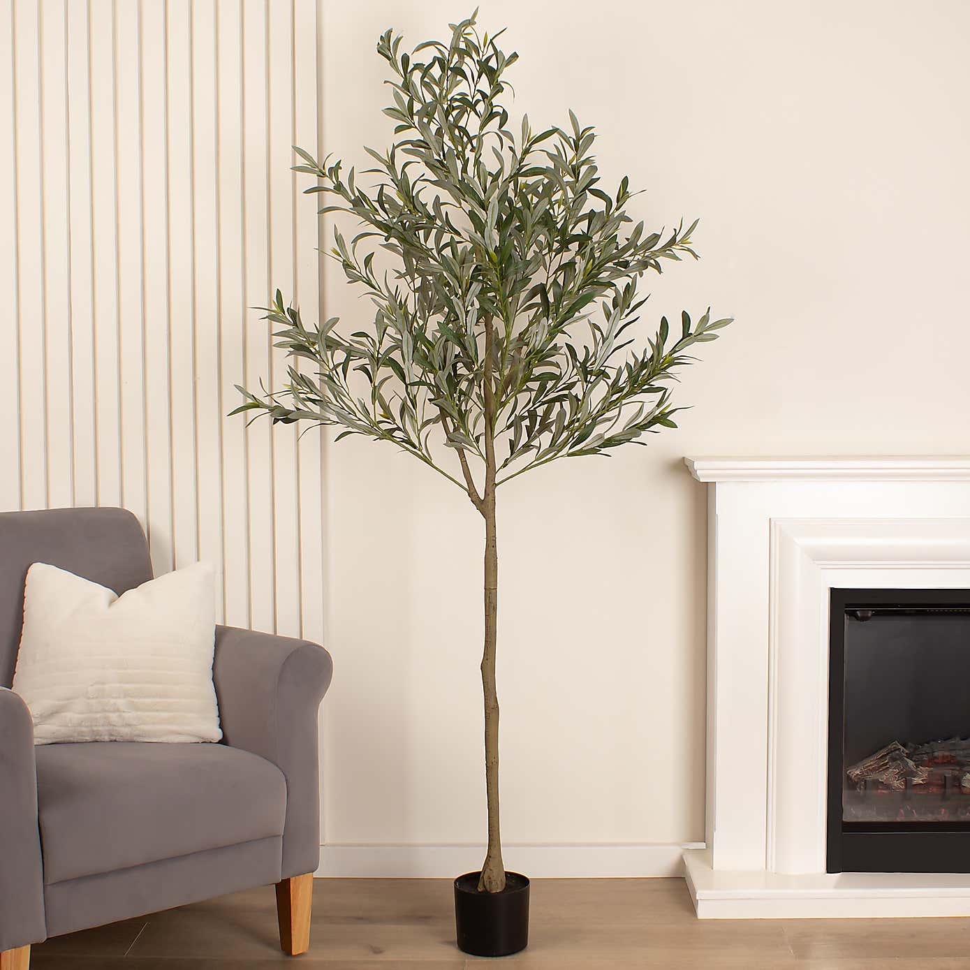 Artificial Olive Tree in Black Plastic Plant Pot