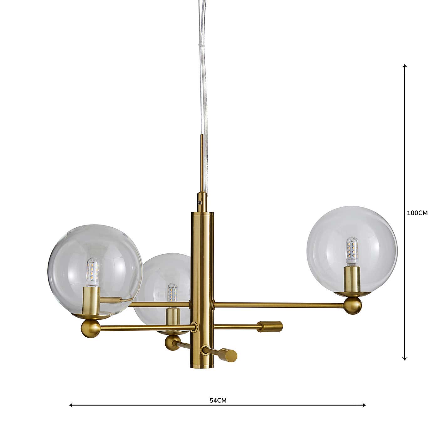 Nour 3 Light Antique Brass Ceiling Fitting