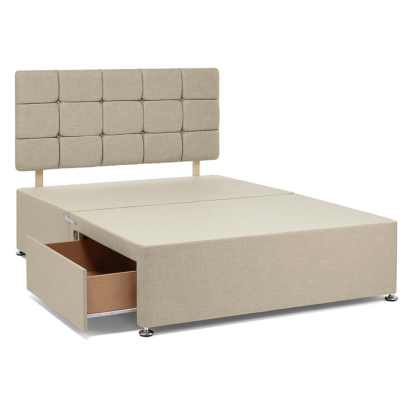 Universal Linen Divan Base with Headboard